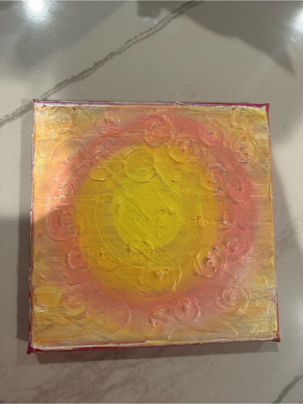 Sunburst Abstract Canvas Wall Art - Yellow and Pink